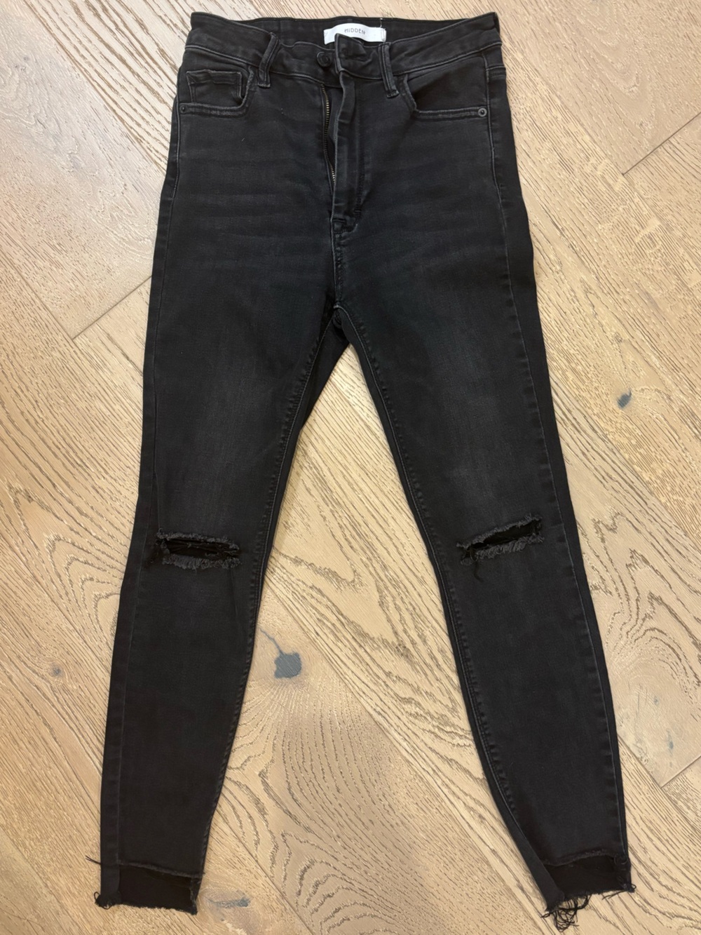 Hidden High-Rise Skinny Black Jeans with Knee Rips